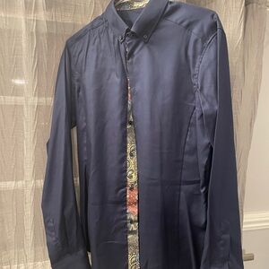 Eterne Men's Navy Dress Shirt